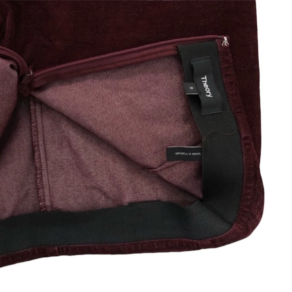 THEORY Navalene Velvet Slim Straight Leg Pull on Pants in Deep Currant Size 0 - Picture 5 of 6